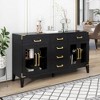 6-drawer and 2-Cabinet Retro Sideboard with Extra Large Storage Space, with Gold Handles and Solid Wood Legs, for Kitchen and Living Room - 4 of 4