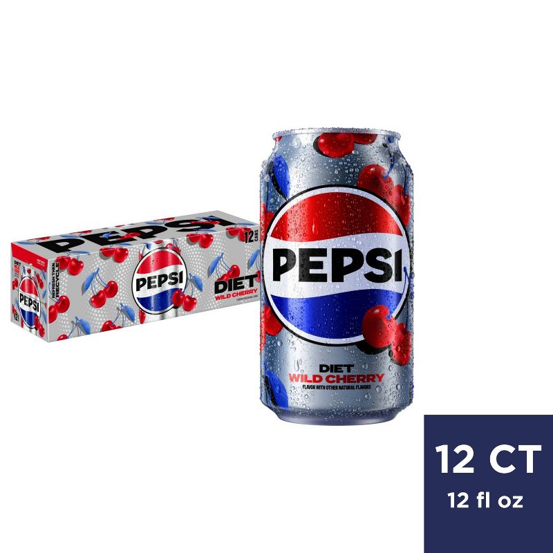 Diet Pepsi Wild Cherry Cola - 12pk/12 fl oz Cans, 1 of 9