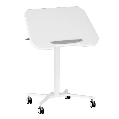 White Adjustable Height Mobile Laptop Stand with Steel Frame