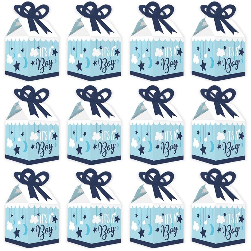 Big Dot of Happiness It's a Boy - Square Favor Gift Boxes - Blue Baby Shower Bow Boxes - Set of 12, 5 of 9