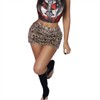 Clotth Women's Leopard Print Mini Skirt - Fuzzy Hip Skirt, Natural Wild Beauty Navel Party Skirt, Brown with Black Spots - 4 of 4