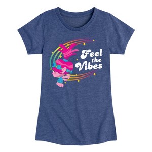 Girls' - Trolls - Feel The Vibes Poppy Fitted Short Sleeve Graphic T-Shirt - 1 of 4