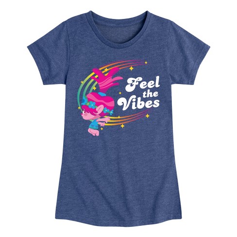 Girls' - Trolls - Feel The Vibes Poppy Fitted Short Sleeve Graphic T-Shirt - image 1 of 3