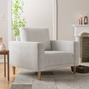 HOMES: Inside + Out Purebliss Modern Boucle Fabric Track Arm Accent Chair with Pocket Coil Cushions - 1 of 4