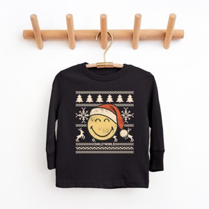 SmileyWorld Ugly Christmas Sweater Distressed - Youth Long Sleeve Graphic T-Shirt - 1 of 4