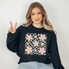 Simply Sage Market Women's Graphic Sweatshirt Wavy Checkered Flowers - 2 of 3