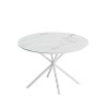 47" Modern Round Dining Table with Pedestal Leg,Four Patchwork Tabletops with Solid Wood Grain Occasional Table,Metal Base Dining Table-Maison Boucle - image 4 of 4