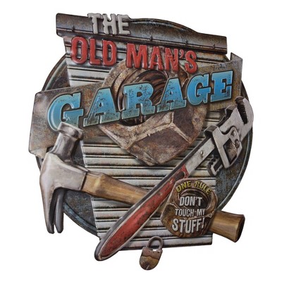 The Old Man's Garage Don't Touch My Stuff Embossed Metal Sign Gray - Crystal Art Gallery