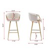 VYNXARIA 30 Inch Set of 2 Bar Stools,with Chrome Footrest and Base Velvet + Golden Leg Simple Bar Stool,Cream - 3 of 4