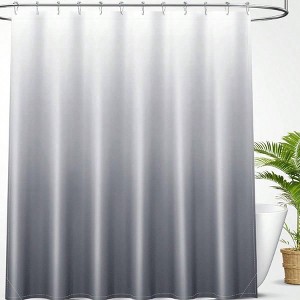 Luxury Grey and White Ombre Shower Curtain Set, 72x72 Inches, Waterproof with 12 Hooks - 1 of 4