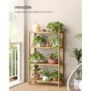 4-Tier Bamboo Storage Shelf with Adjustable Height, 23.6x39.4 Inch Multifunctional Rack for Bathroom Kitchen Entryway, Light Bamboo - 1 of 4