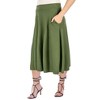 24seven Comfort Apparel Elastic Waist Pleated Pocket Plus Size Midi Skirt - 2 of 4