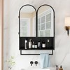 23.62" Modern Double-Arched Mirror Cabinet,2 Doors Medicine Cabinet, Metal Wall Cabinet with Adjustable Shelves - 2 of 4