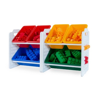 White Multi-Bin Toy Organizer with Removable Storage Bins