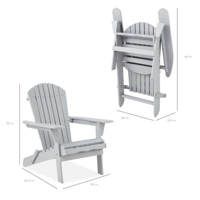 Gray Hemlock Wood Folding Adirondack Chair with Arms