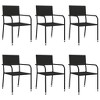vidaXL Garden Dining Set Black Poly Rattan, Steel, Tempered Glass - 55.1" Table Length 6 Items - 3 of 4