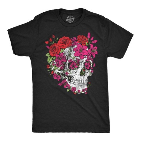 Мужские футболки Crazy Dog T-Shirts, Inc. Mens Funny T Shirts Eternal Blossom Sarcastic Floral Skull Graphic Novelty Tee For Men - Crazy Dog Men's T Shirt For Halloween Season Black XL