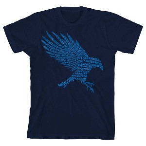 Harry Potter Ravenclaw Eagle Emblem Boy's Navy Blue Tee - 1 of 3