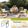 VINGLI 4 Piece Patio Conversation Set, Outdoor Furniture Set with Glass Coffee Table & Comfortable Cushion, White - 3 of 4