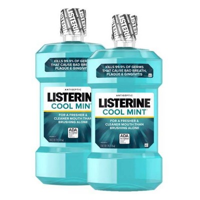 Listerine Cool Mint Antiseptic Mouthwash Oral Care and Breath Freshener - 2ct