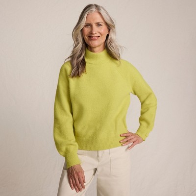 Lands' End Women's Fuzzy Turtleneck Lantern Sleeve Jacquard Sweater