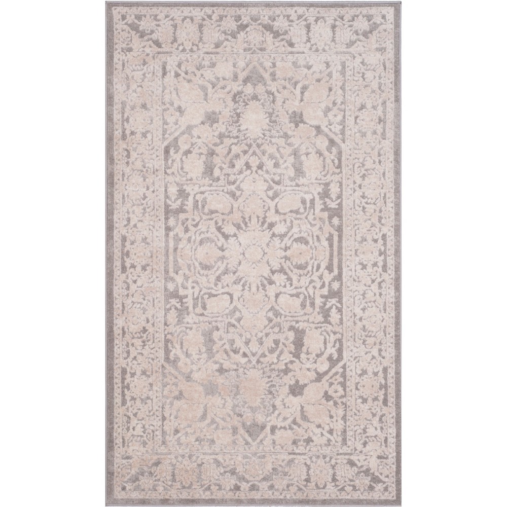 4'x6' Danika Floral Loomed Area Rug Light Gray/Cream - Safavieh