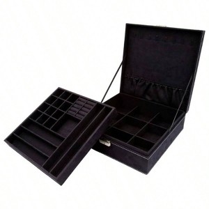 Two - Layer Jewelry Box Organizer with Lock, Black Storage Case 10.2" X 10.2" X 3.5" - 1 of 4