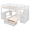 PAGED Modern Wooden Bunk Bed Loft Bed with Desk, Twin over Full Bed Frame with Drawers, Shelves, Stairs and Guardrail for Kids, Teens, Adults - 3 of 4
