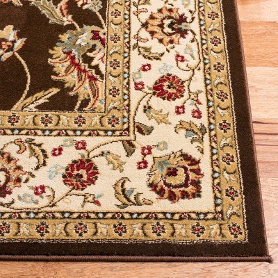Elegant Ivory and Brown Traditional Runner Rug - 2'3" x 12'