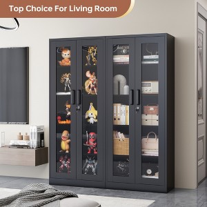 Mlezan Display Cabinet: Glass Doors, 4 Adjustable Shelves, Locking Case. Ideal for Home, Office, or Clinic. Assembly Required. - 1 of 4