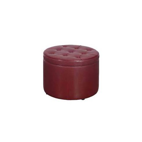 Maroon shop leather ottoman