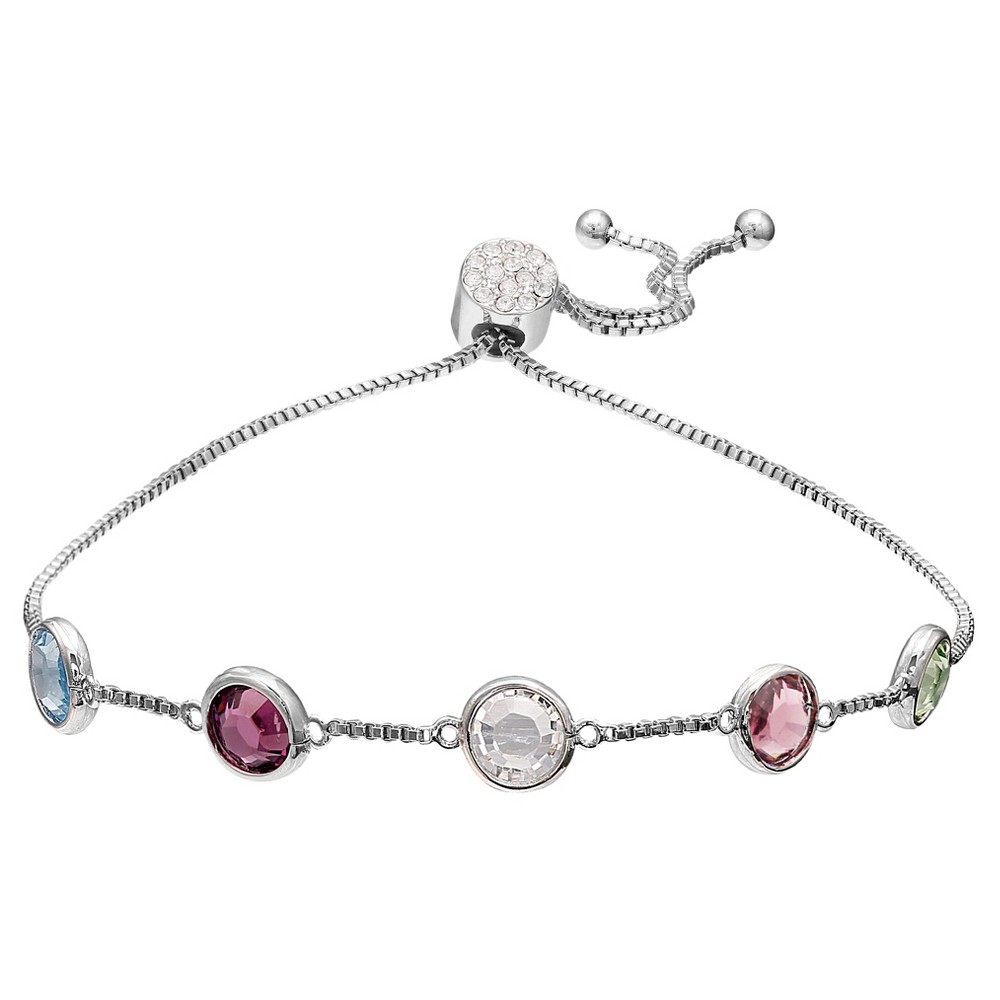 Women's Adjustable Bracelet With Swarovski Crystal Stations in Silver Plate(8), Gray