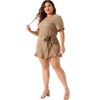 Agnes Orinda Women's Plus Size Summer Short Sleeve Ruffle Cute Front Tie Beach Short Jumpsuits - 3 of 4