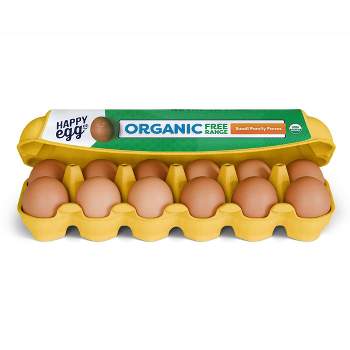 Happy Egg Large Brown Organic Free Range Grade A Eggs - 12ct