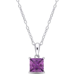 EVERLY JEWELRY | Sterling Silver Pendant with Gemstone and Created Gemstone – Multiple Stone Options - 1 of 4
