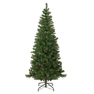 Northlight 6' Pre-Lit Wilson Pine Slim Artificial Christmas Tree, Multi Lights - 1 of 4