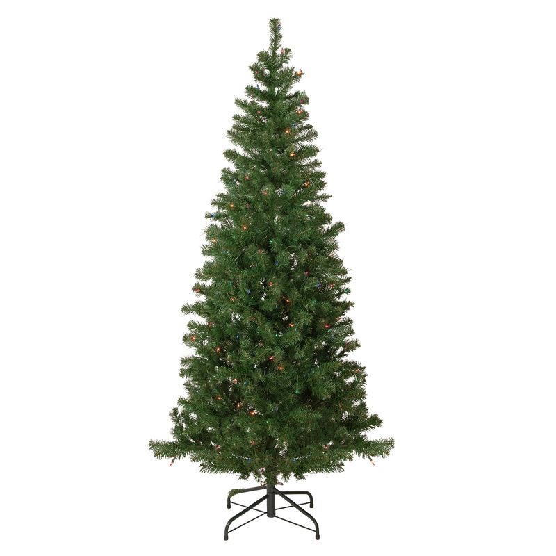 Northlight 6' Pre-Lit Wilson Pine Slim Artificial Christmas Tree, Multi Lights, 1 of 9