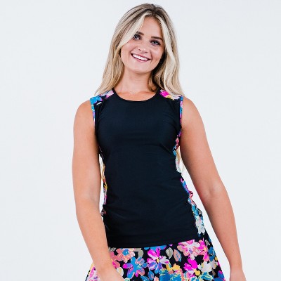 Calypsa Women's Plus Size Loose Fit Tankini UPF 50+ Maya Swim Top