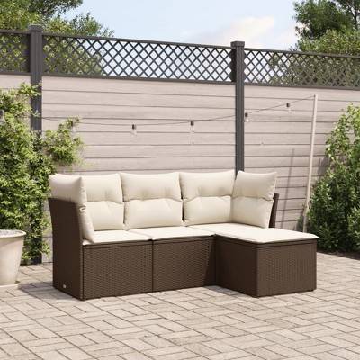 vidaXL 4 Piece Patio Sofa Set with Cushions  Poly Rattan