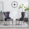 DOMETOUR Dining Chair Contemporary Tufted Velvet Chair with Nailhead Trim Set of 2 - 3 of 4