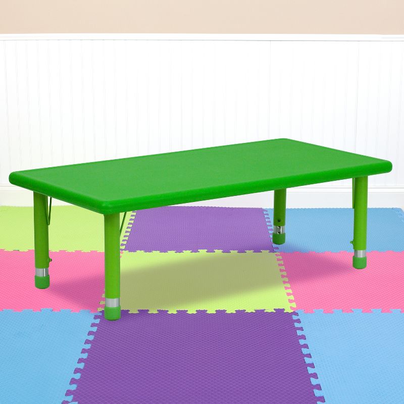 Flash Furniture 24"W x 48"L Rectangular Plastic Height Adjustable Activity Table, 3 of 12