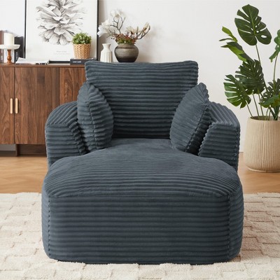 Dolonm 45.3 in. Oversized Corduroy Chaise Lounge - Plush Sofa Chair for Living Room Dorm Apartment No Assembly