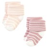 Hudson Baby Infant Girl Cotton Rich Newborn and Terry Socks, Blush Stripe - 3 of 4