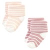 Hudson Baby Infant Girl Cotton Rich Newborn and Terry Socks, Blush Stripe - image 3 of 4