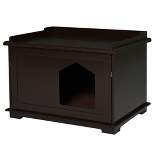 PawHut Wooden Cat Litter Box Covered Mess Free End Table Hideaway Storage Cabinet, Brown