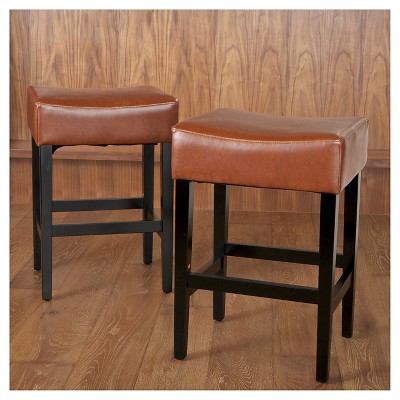 Set Of 2 Lopez Backless Leather Counter Height Barstool Christopher