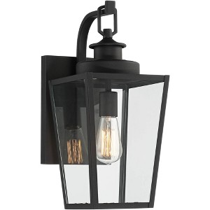 Possini Euro Design Ackerly Modern Outdoor Wall Light Fixture Textured Black 17 1/4" Clear Glass for Post Exterior Barn Deck House Porch Yard Patio - 1 of 4