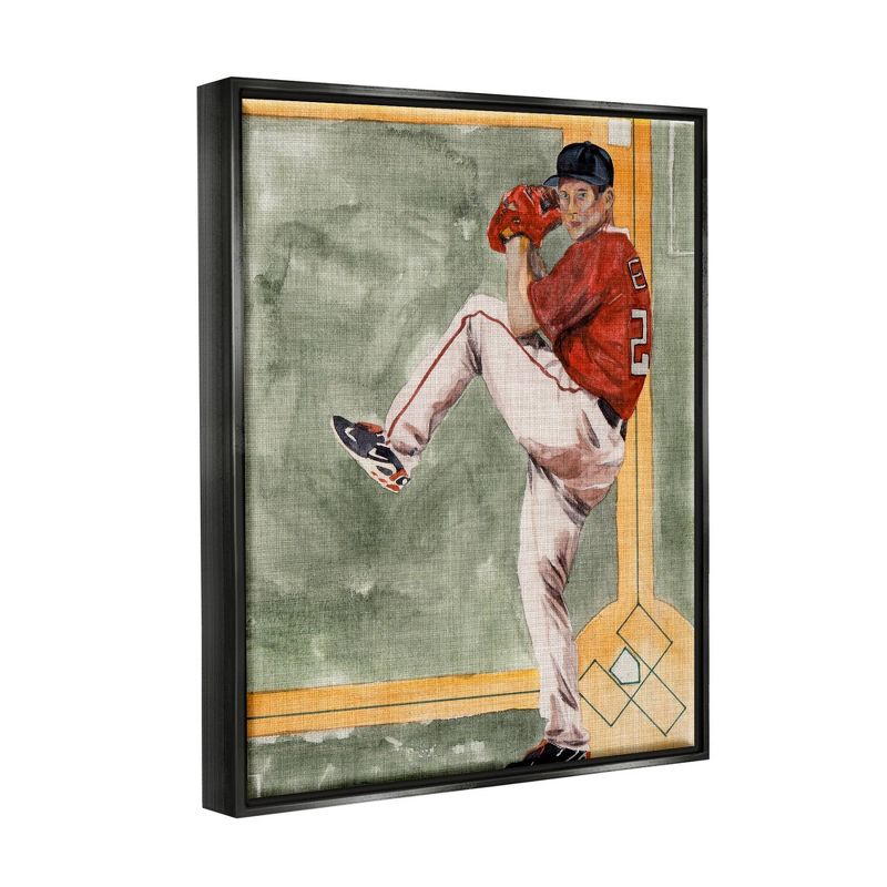 Kids&#39; Wall Art by Melissa Wang Baseball Pitcher Sports Painting Black Framed Kids&#39; Floater Canvas - Stupell Industries, 3 of 8