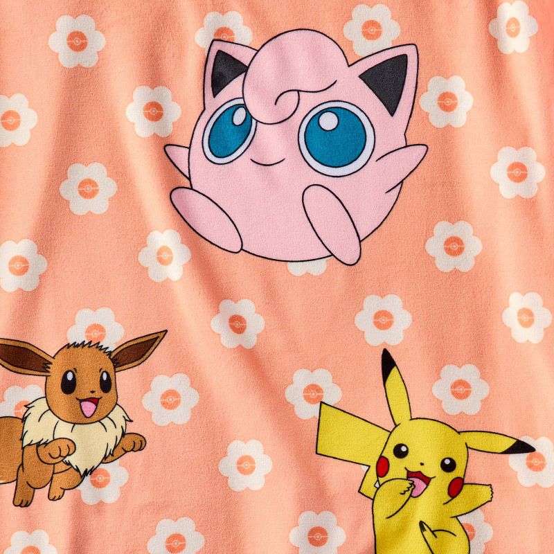 Girls&#39; Pokemon Pikachu 2pc Short Sleeve Top and Shorts Pajama Set - Peach Orange, 3 of 4