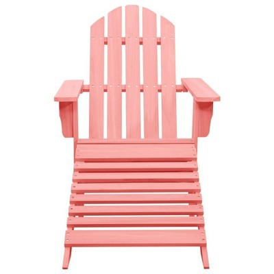vidaXL Adirondack Chair Patio Adirondack Chair with Ottoman Solid Wood Fir - Pink